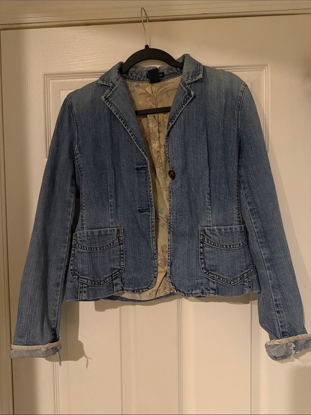 GAP Light Blue Denim Blazer Jacket prarie boho cute sassy fun